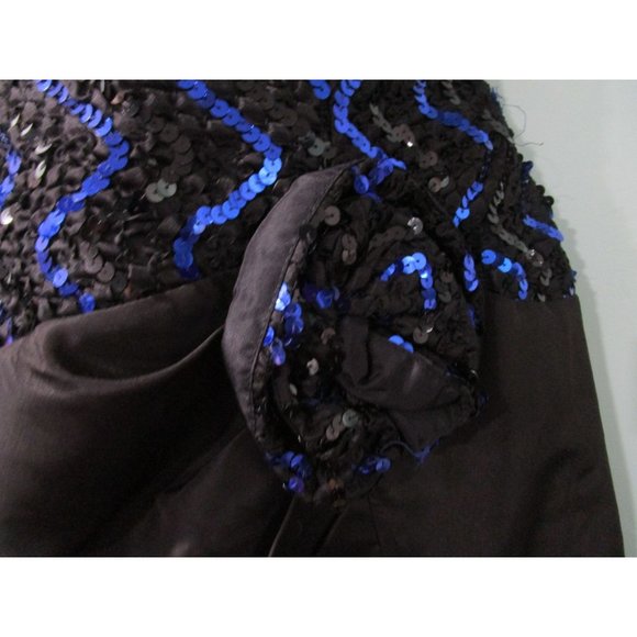 Gunne Sax Sequin Taffeta Rosette Strapless Cocktail Dress Tulip Skirt GUC Sz 7 - Picture 11 of 16